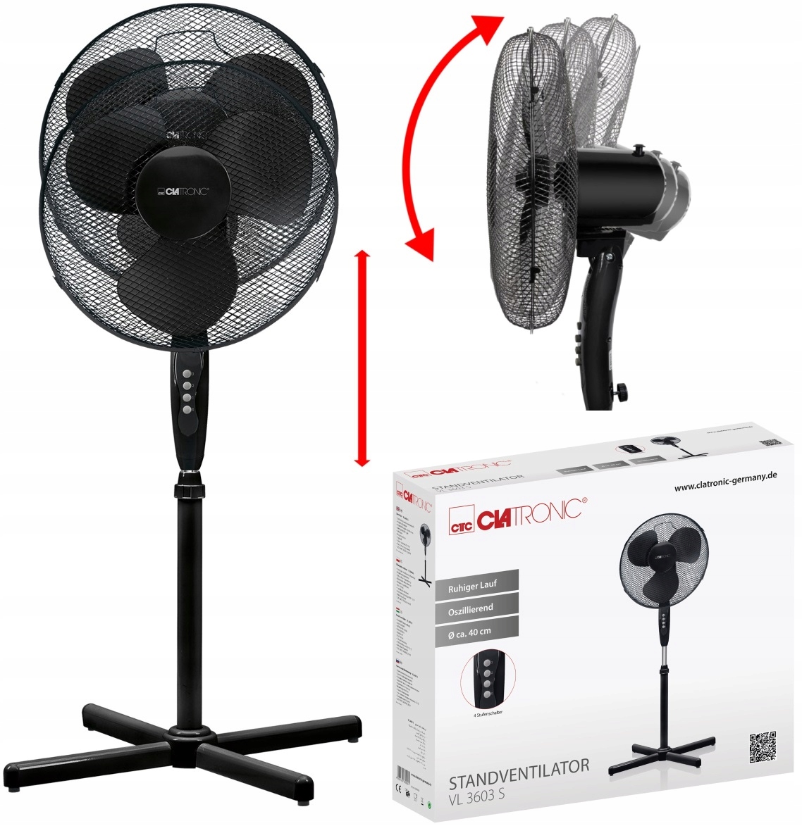 Podlahový ventilátor Clatronic VL 3603 S čierny